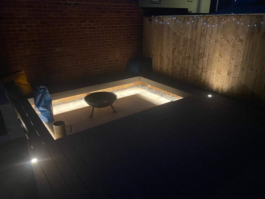 Deck with firepit