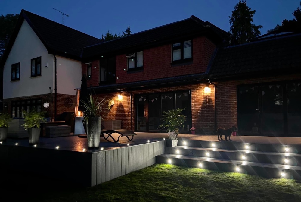 Grey decking with lights