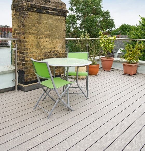 Composite decking on a roof terrace