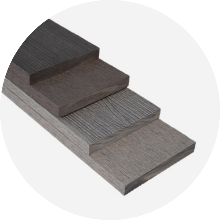 Four EvoDek Composite Decking Boards